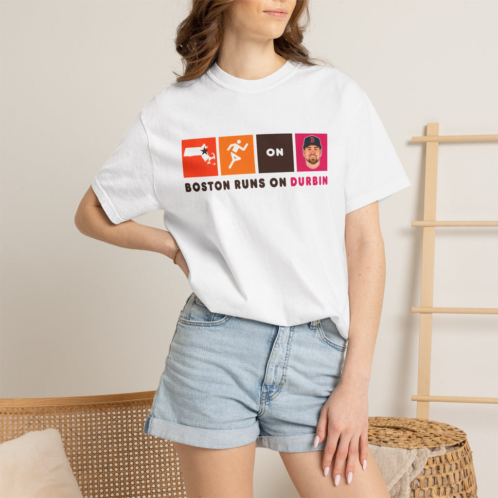 Boston Runs on Durrin T-Shirt — Funny Local Marathon & Runner Tribute Tee
